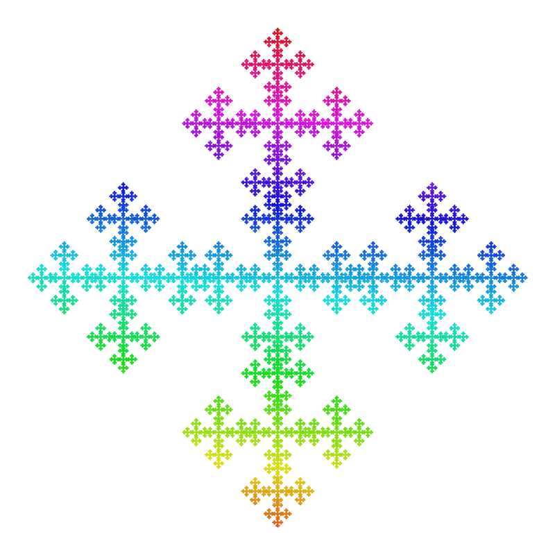 結晶樹の完成図（カオスゲーム法で描画）