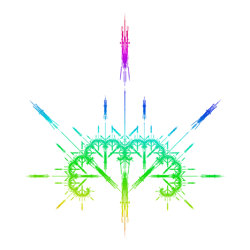 フラクタル・ツリーの完成図（カオスゲーム法で描画）
