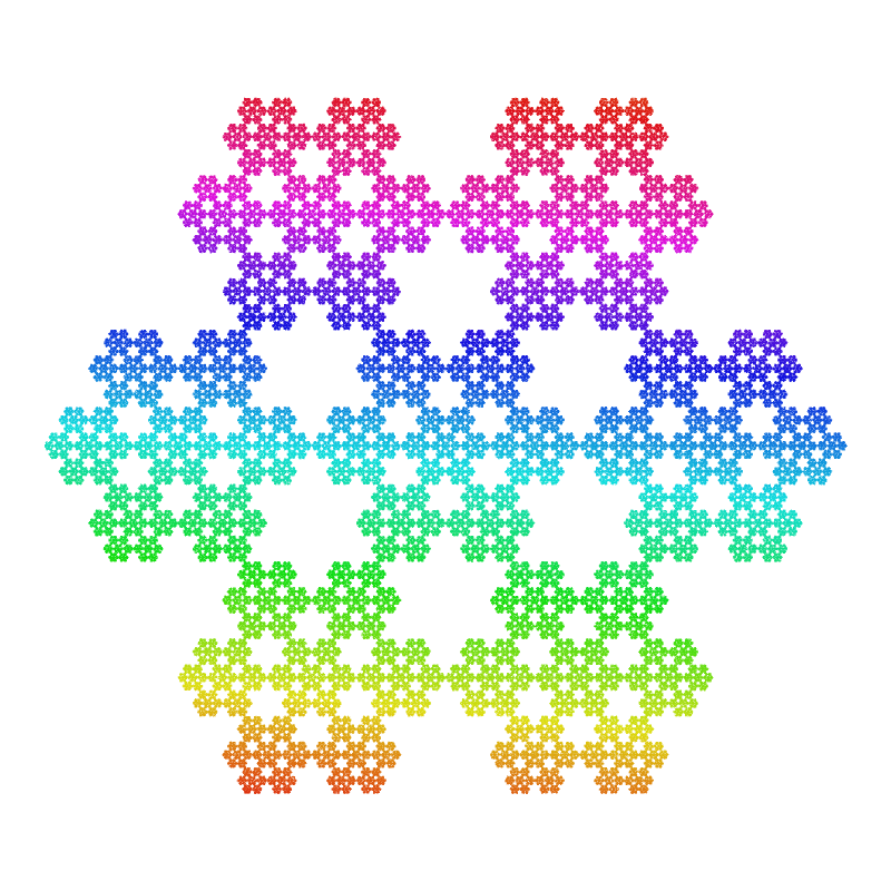六角クリスタルの完成図（カオスゲーム法で描画）