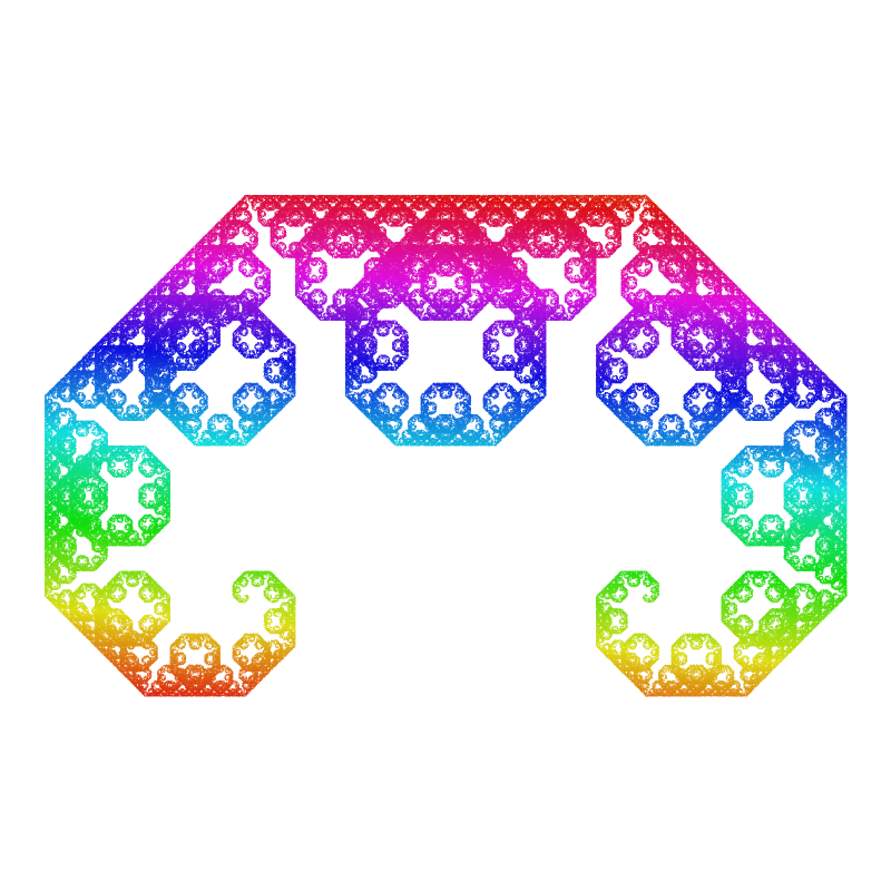 レヴィC曲線の完成図（カオスゲーム法で描画）